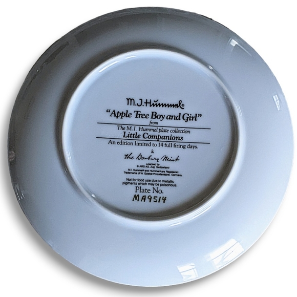 Vtg 90s Hummel Apple Tree Boy & Girl Limited Ed Plate Little Companions Series - Picture 7 of 10